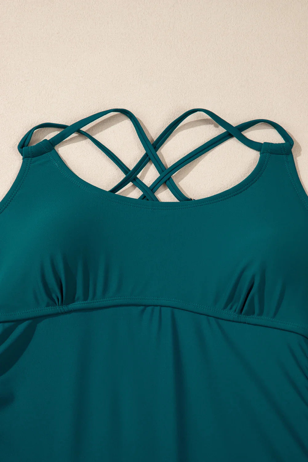 Color Block Tankini Top & Floral Swim Shorts