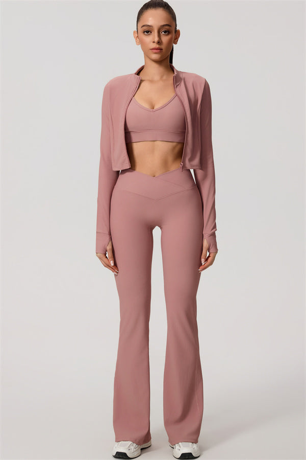 The Daze Zip Jacket Flared Leggings 2-Piece Set