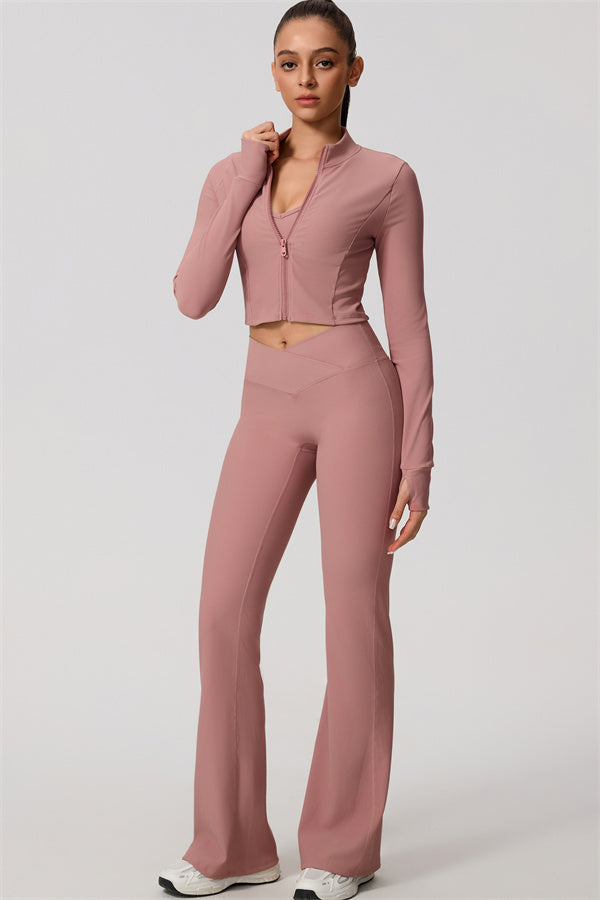 The Daze Zip Jacket Flared Leggings 2-Piece Set