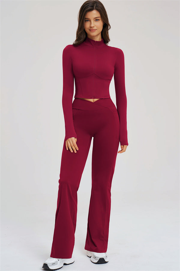 The Sizzle Zip Jacket Flared Leggings 2-Piece Set