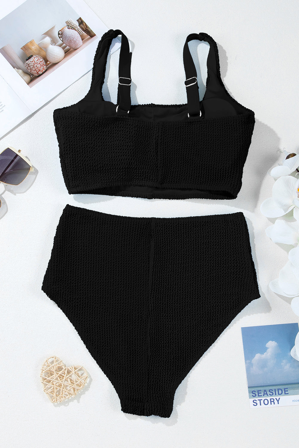 Corded Colorblock Bikini Top & High Waist Bottom