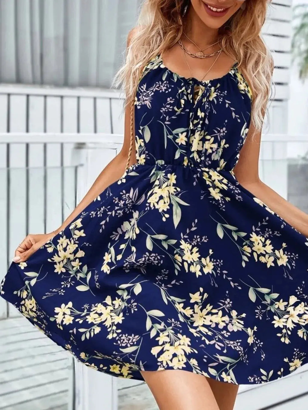 Floral Print Spaghetti Strap Summer Mini Dress