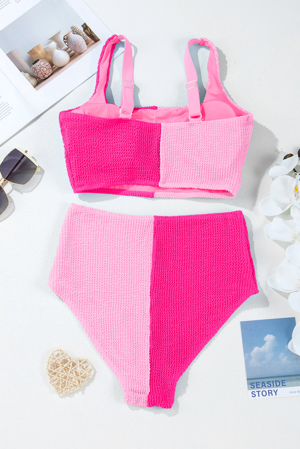 Corded Colorblock Bikini Top & High Waist Bottom