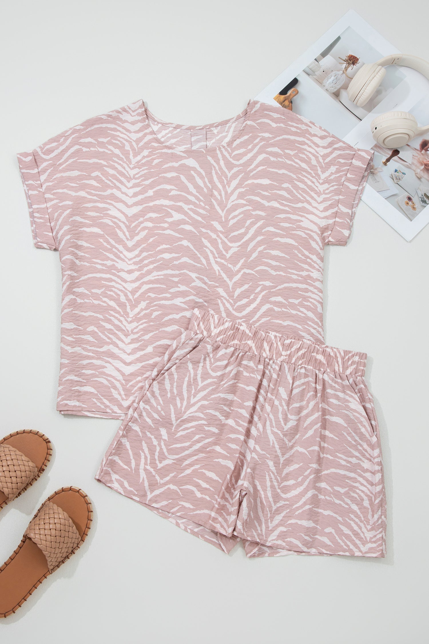 Abstract Zebra Top & Shorts Lounge Set