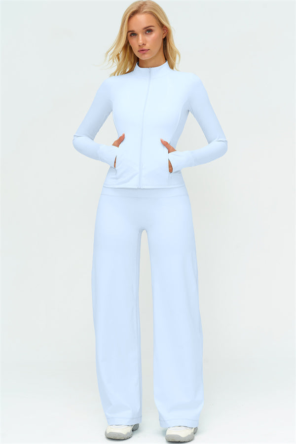 The Twirl Zip Jacket Sports Bra New Straight Leg Pants 3-Piece Set