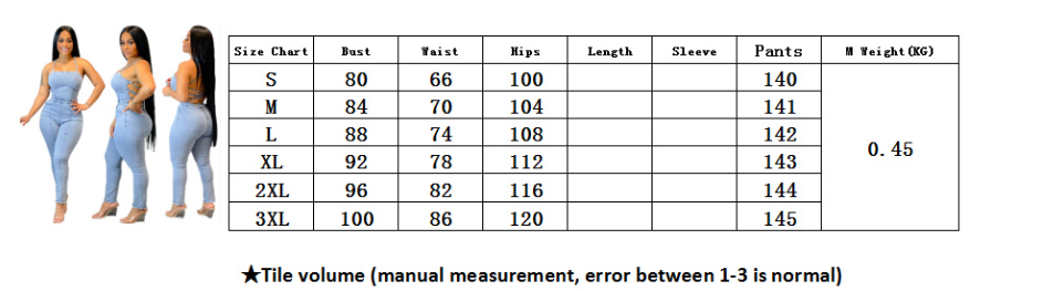 Casual Slim Fit Backless Bandage Denim Jumpsuit