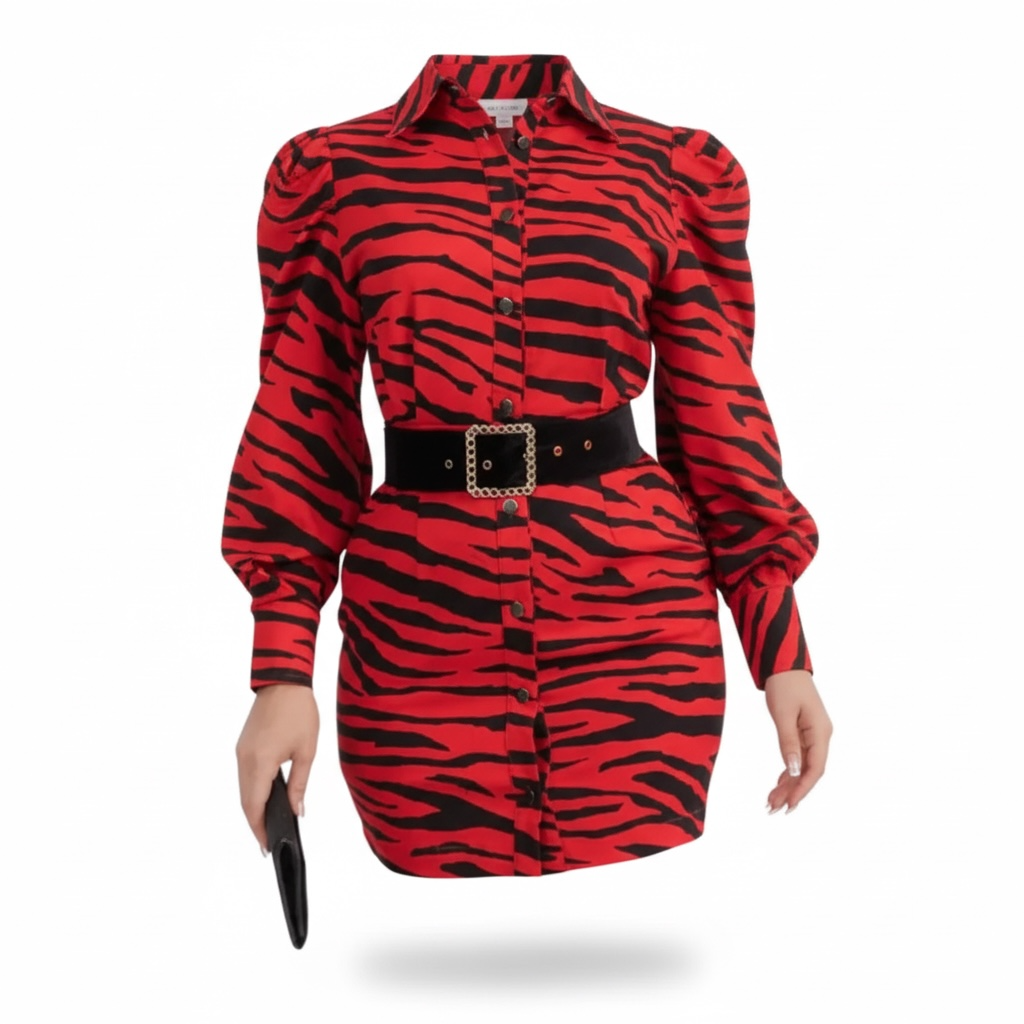 Belted Bold Animal Print Dress