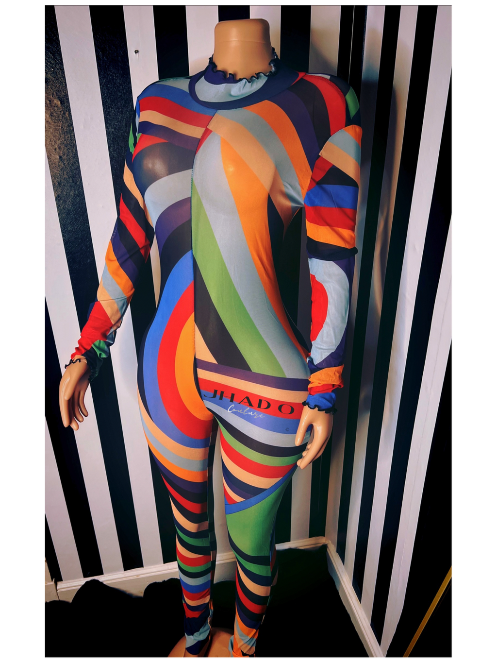 Geometric Mesh Jumpsuit