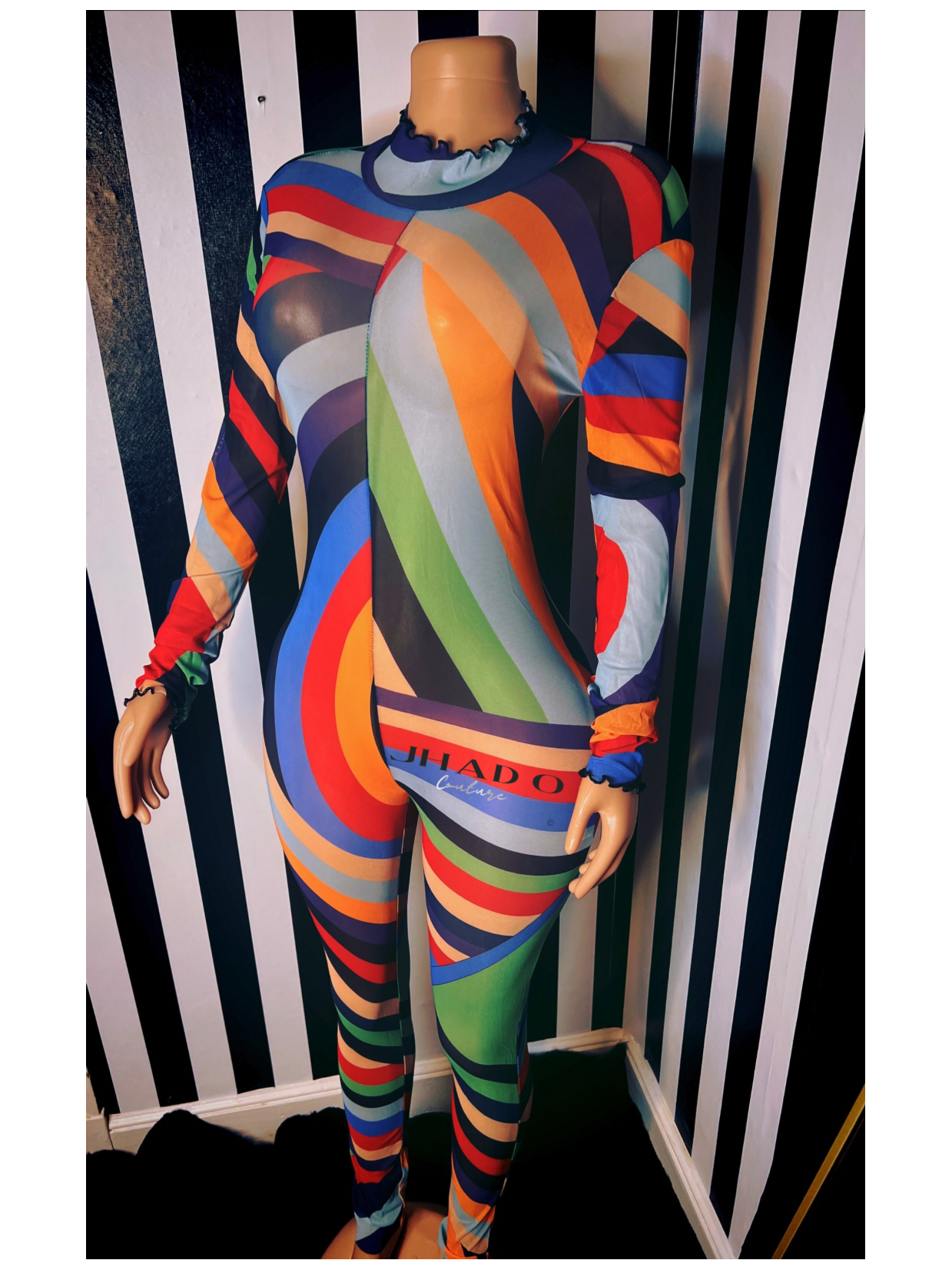 Geometric Mesh Jumpsuit