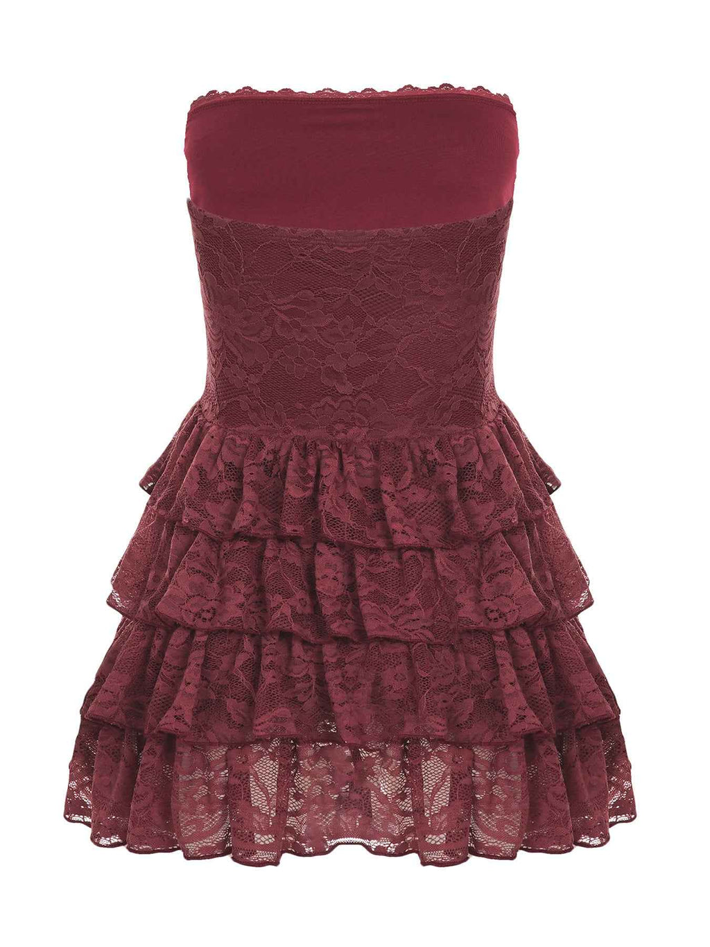 Lace Stitching Puffy Tiered Dress Summer Set