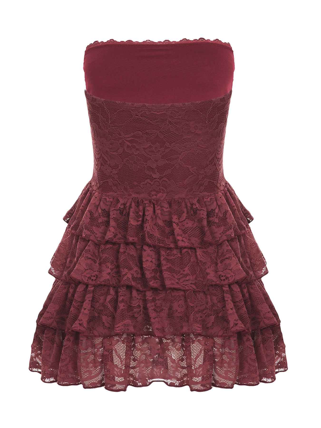 Lace Stitching Puffy Tiered Dress Summer Set