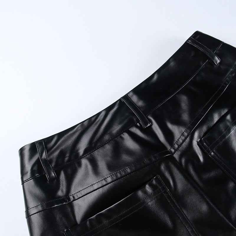 High Waist Hip Faux Leather Bottoms for Women