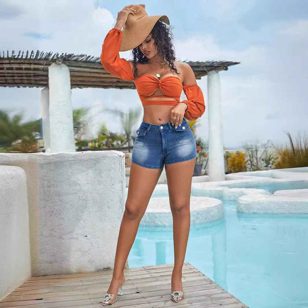 Casual High Waist Denim Bottoms