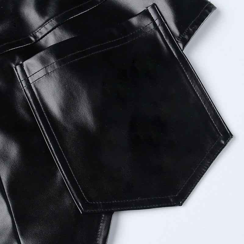 High Waist Hip Faux Leather Bottoms for Women