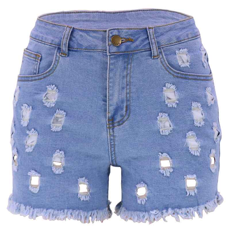 Solid Color Ripped High Waist Stretch Women's Bottoms