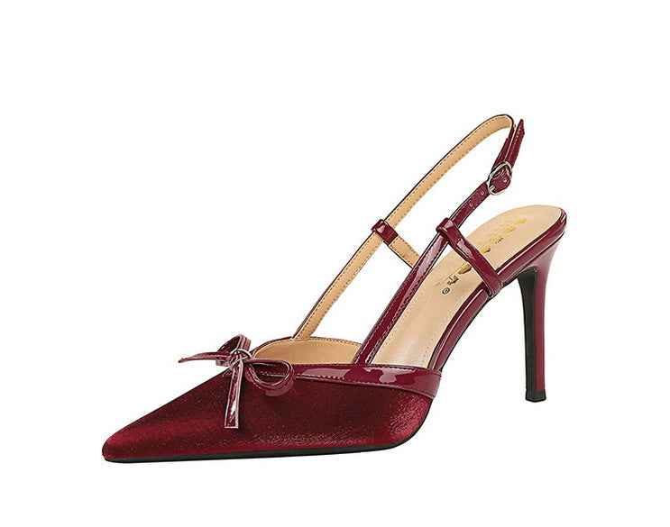 Bow Stiletto Heel High Heels Women Elegant High Grade