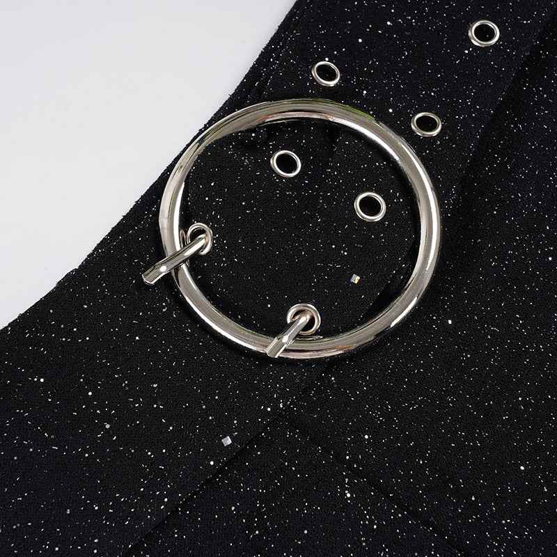 Gothic Thin Glittering Knitted Bottoms for Women