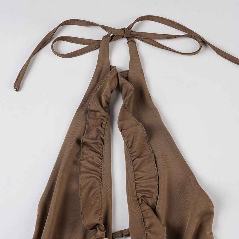 MUNSIEUR Backless Pleated Irregular Asymmetric Dress
