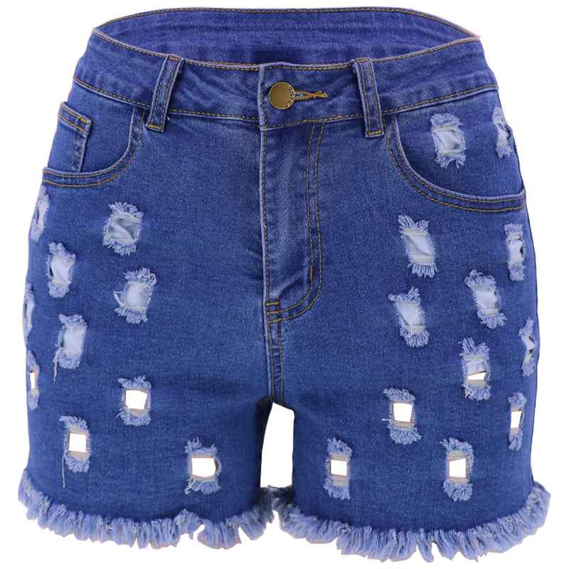 Solid Color Ripped High Waist Stretch Women's Bottoms