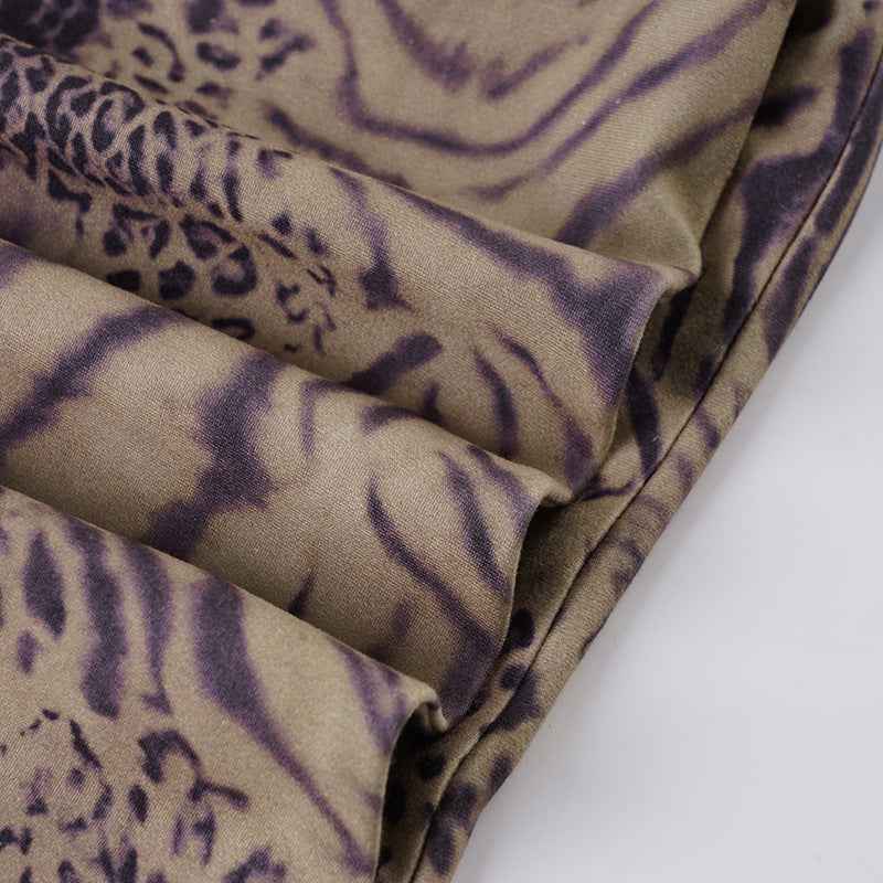 Leopard Print Lace up Halterneck Sexy Two Piece Bottoms Sets