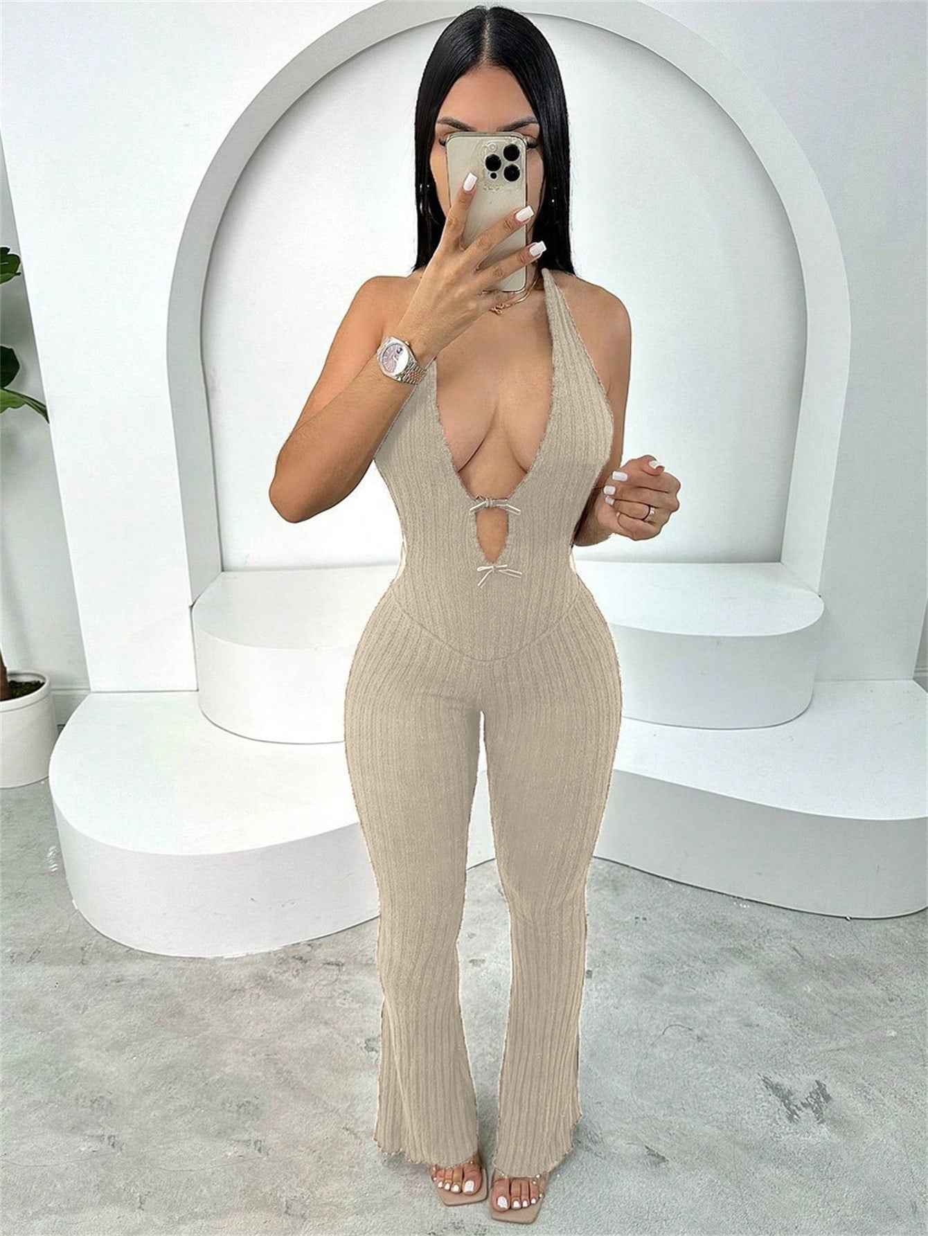 Backless Sexy Knit Jumpsuit