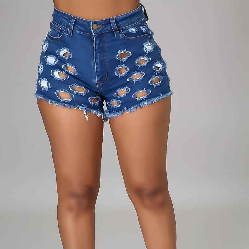 Solid Color Ripped High Waist Stretch Women's Bottoms