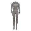 Autumn Winter Women Clothing Printed Turtleneck Long Sleeve Sexy High Waist Slim Fit Bodysuit