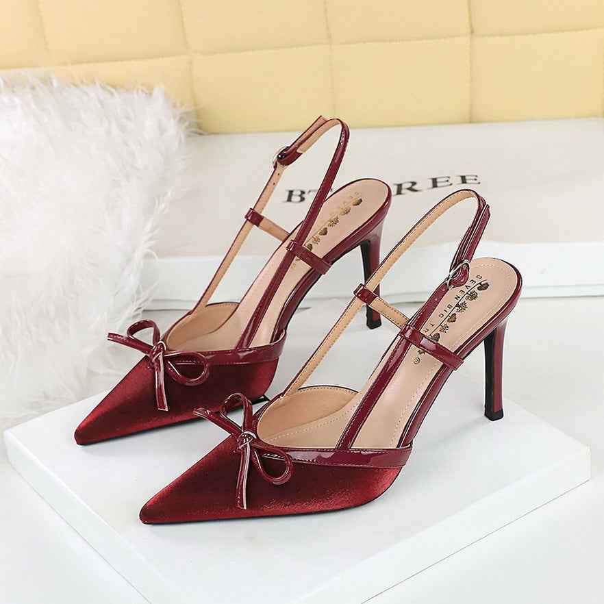 Bow Stiletto Heel High Heels Women Elegant High Grade