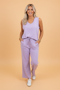 Mineral Wash Round Neck Tank & Loose Pants Set