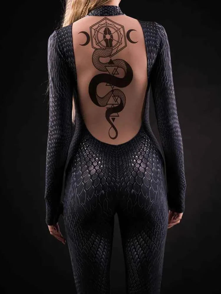 Black Snake Jumpsuit for Women MUNSIEUR