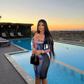 Kinetic Wave Print Sheath Dress