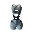Crossover Cutout Denim Set