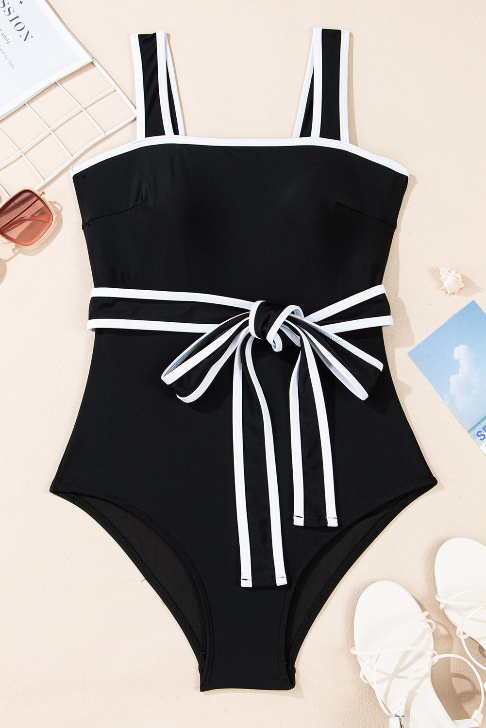 Colorblock Swim Top & Belted One Piece