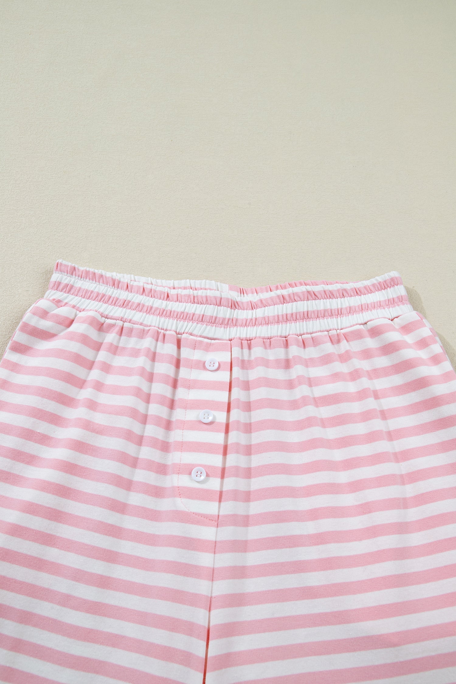 Stripe Drop Shoulder Top & Buttoned Pants Set
