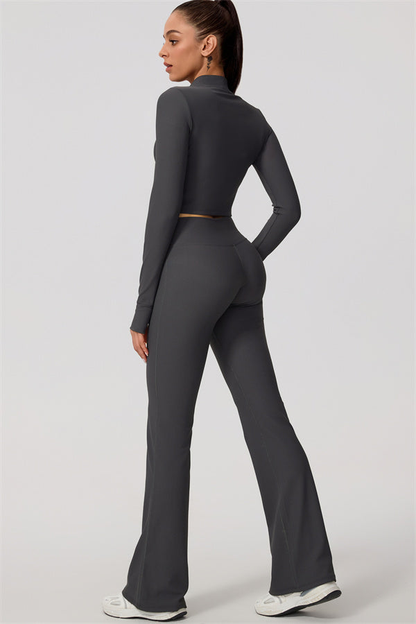 The Daze Zip Jacket Sports Bra Flared Leggings 3-Piece Set