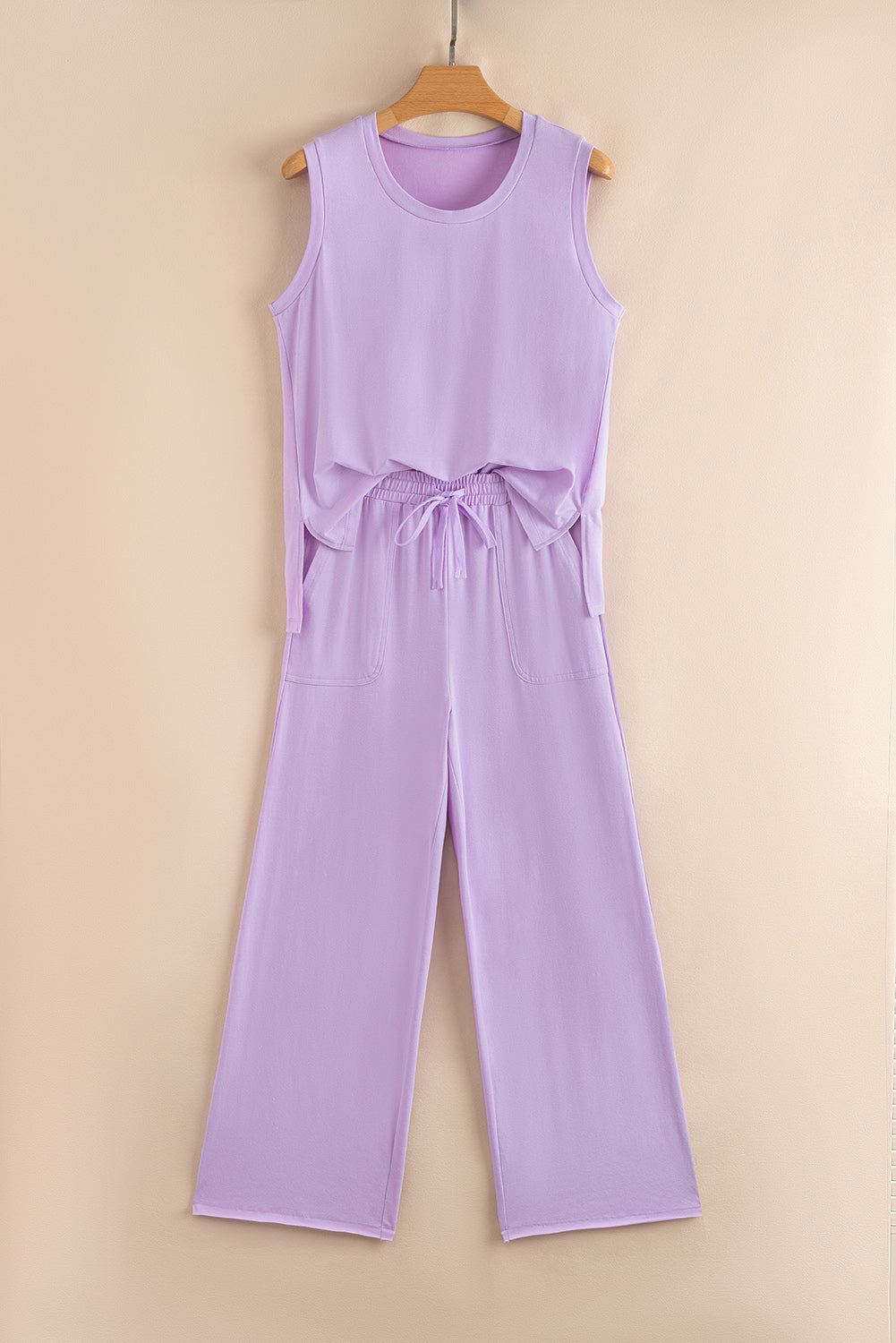 Mineral Wash Round Neck Tank & Loose Pants Set