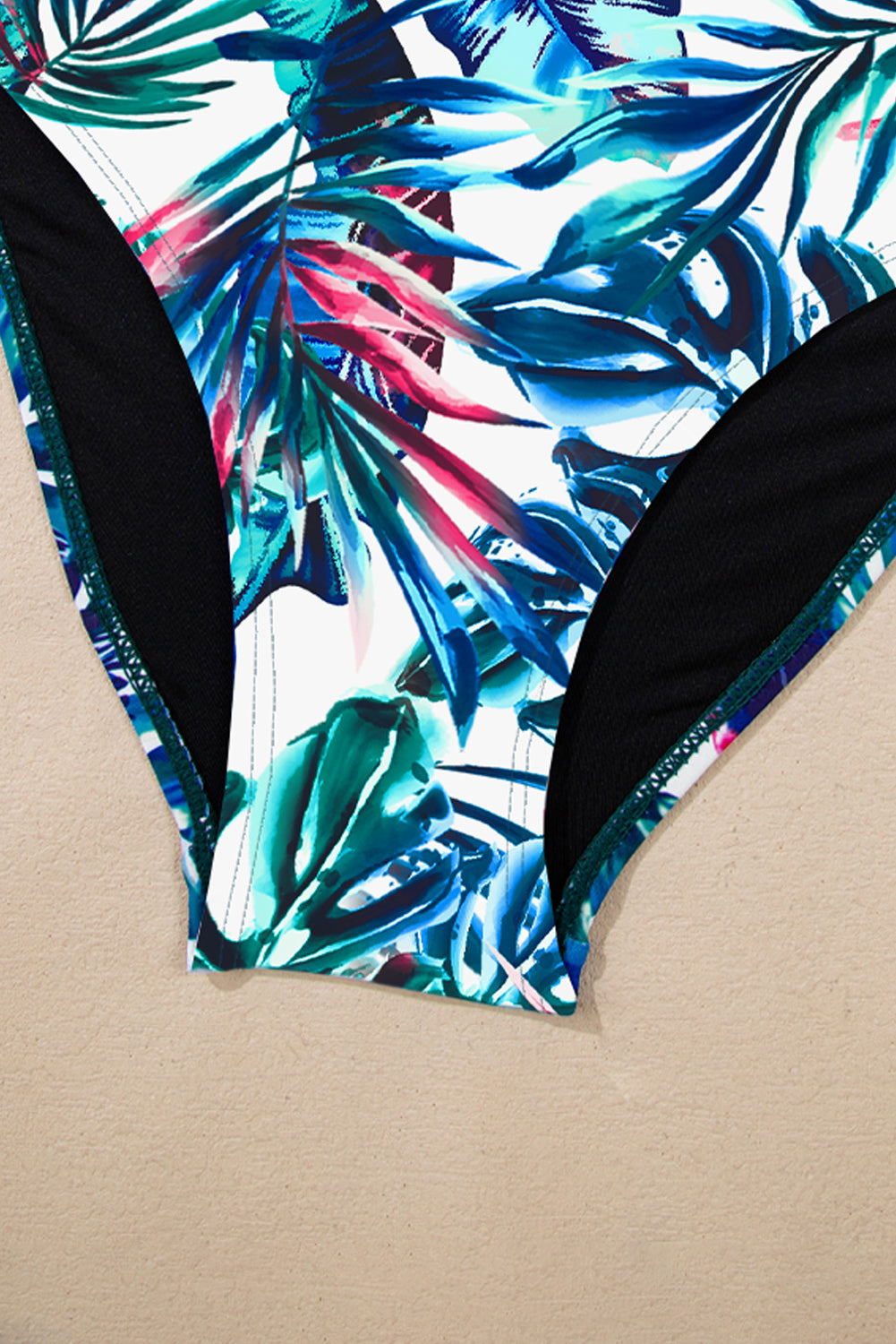 Color Block Tankini Top & Floral Swim Shorts