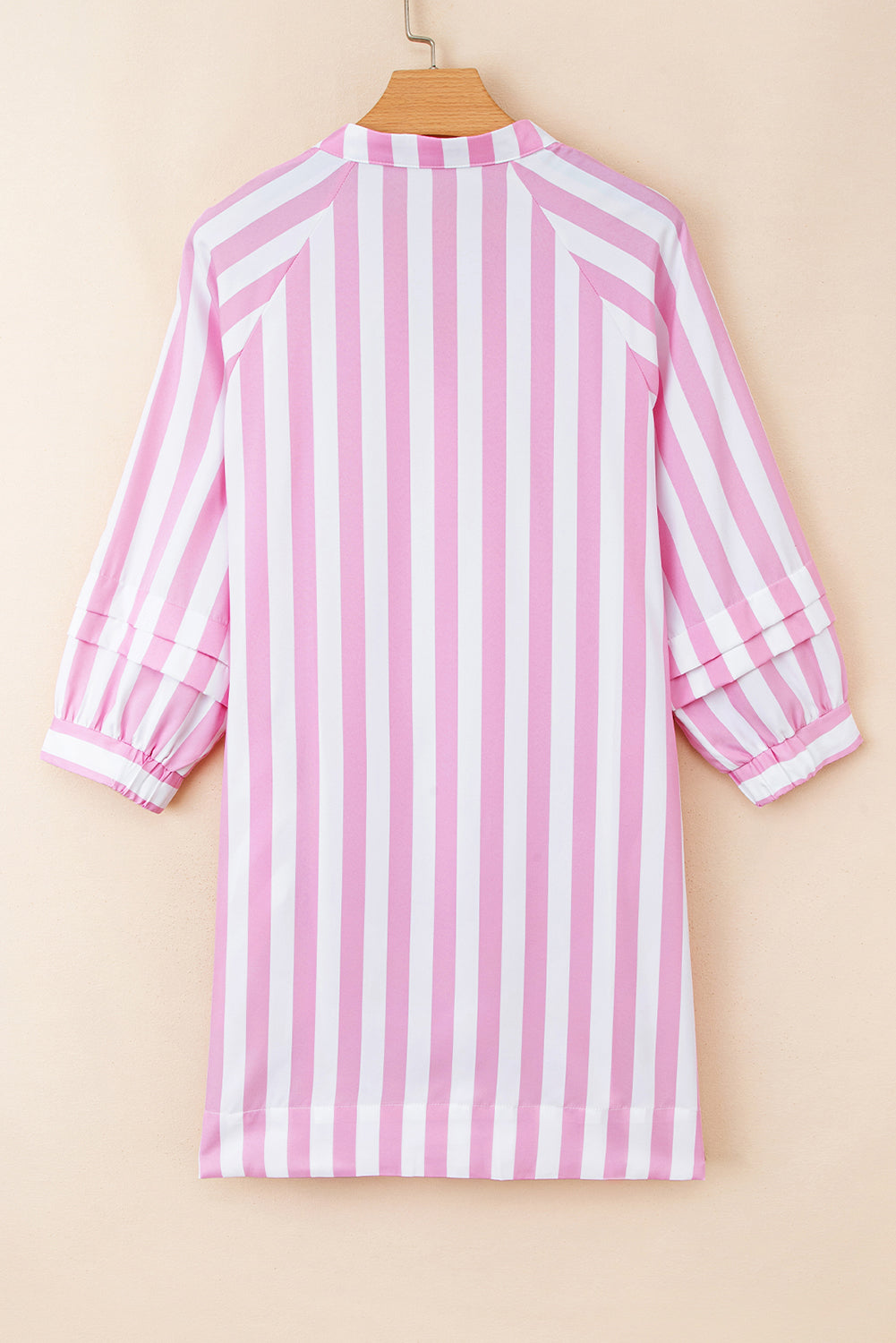 Stripe Bracelet Sleeve Button Loose Mini Dress
