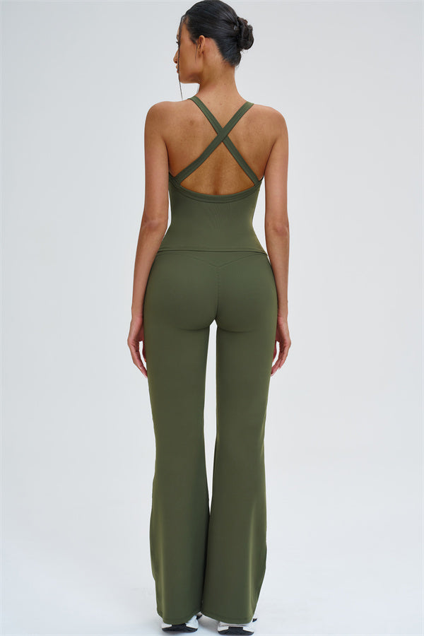 The Slate X-Back Top Flared Leggings 2-Piece Set