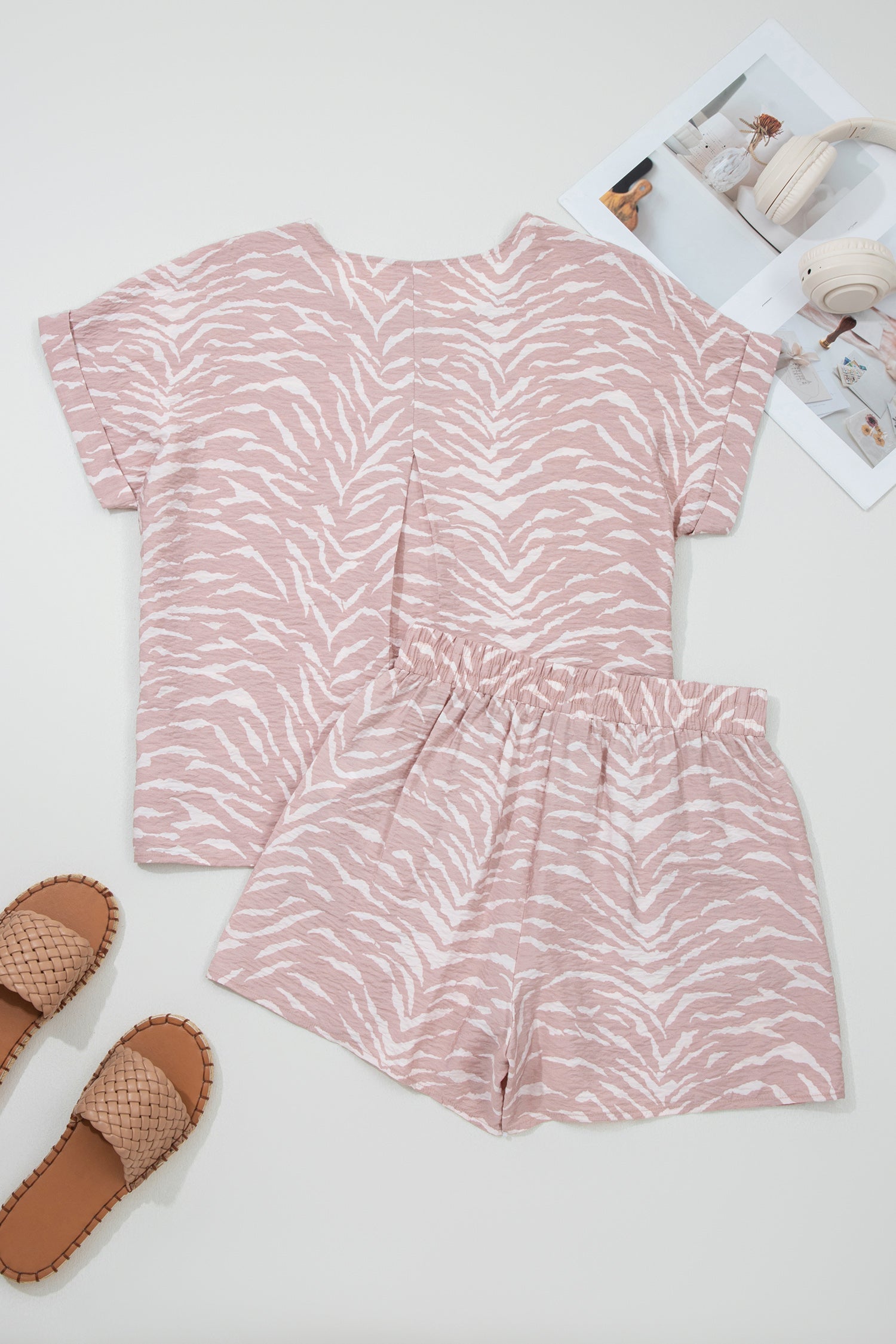 Abstract Zebra Top & Shorts Lounge Set