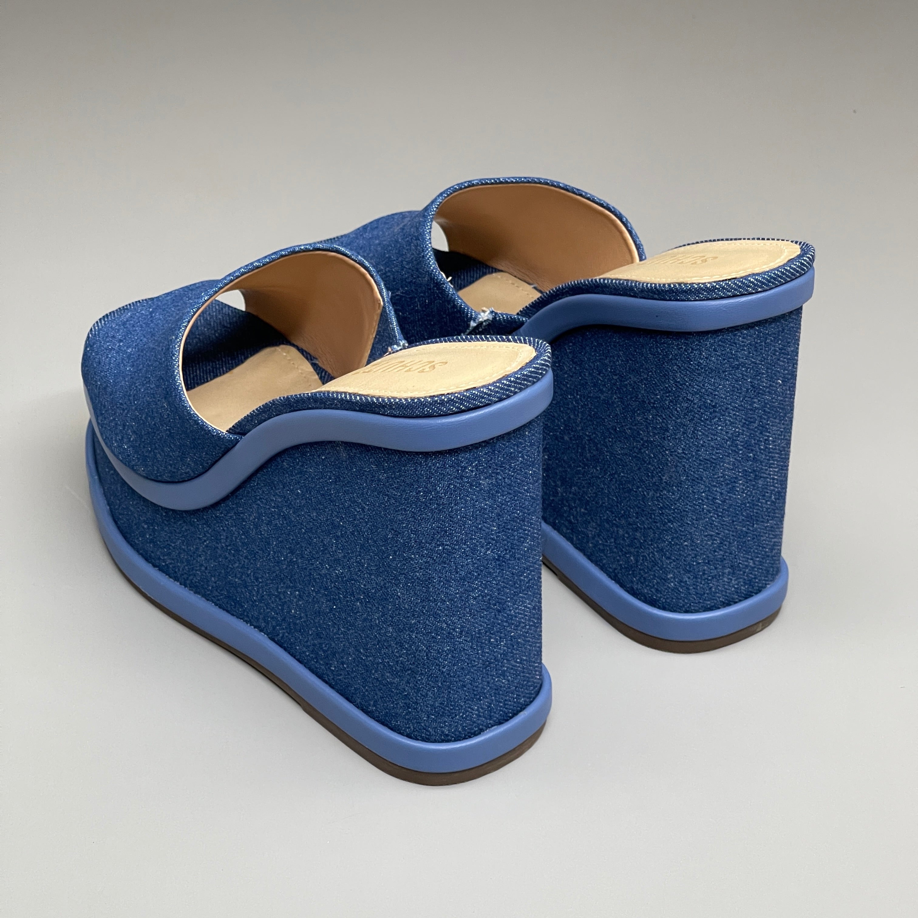 SCHUTZ Dalle Denim Women's Wedge Sandal Blue Platform Shoe Sz 8.5B (New)